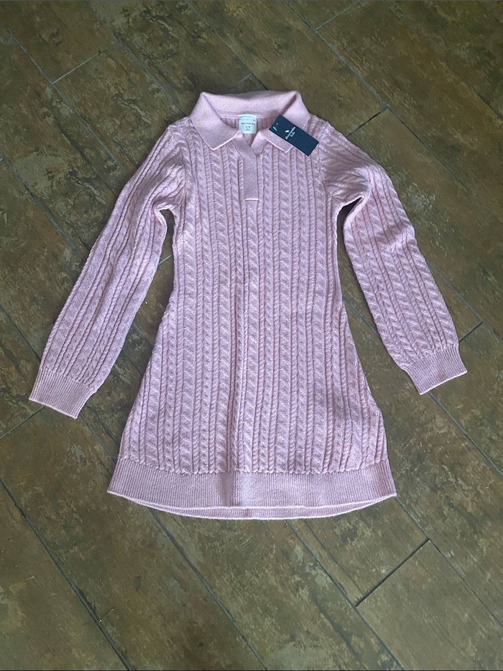 abercrombie kids Pink Cable Knit Polo Sweater Dress. Size 9/10. NWT. Great gift.